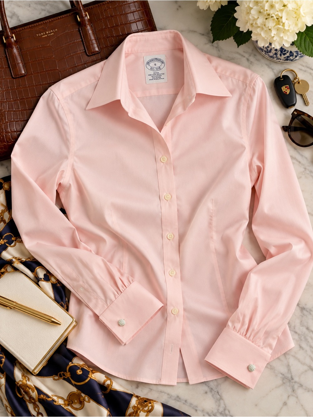 Brooks Brothers Pink Fitted Non-Iron Stretch Shirt | 6